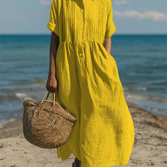 Women's Flowing Maxi Dress - Elegant Summer Style - Yellow
