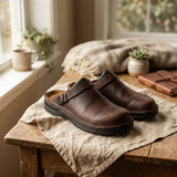 Women's Full-Grain Leather Slip-On Clogs - Ergonomic Comfort | Autumn - Dark Brown