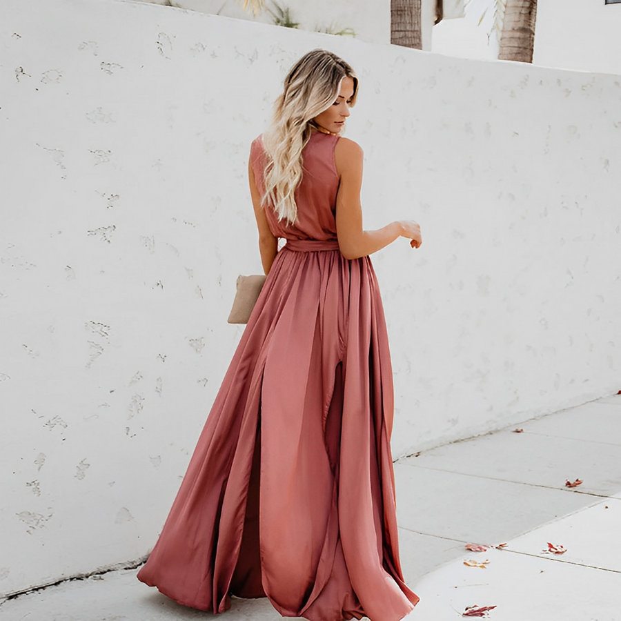 Women's Full-Length Dress | Sleeveless | Side Slit | Summer