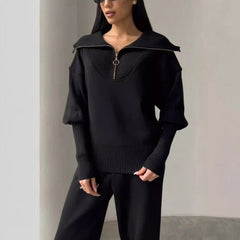 Women's Glitter Loungewear Set | Hoodie & Pants | Cozy | Autumn - Black