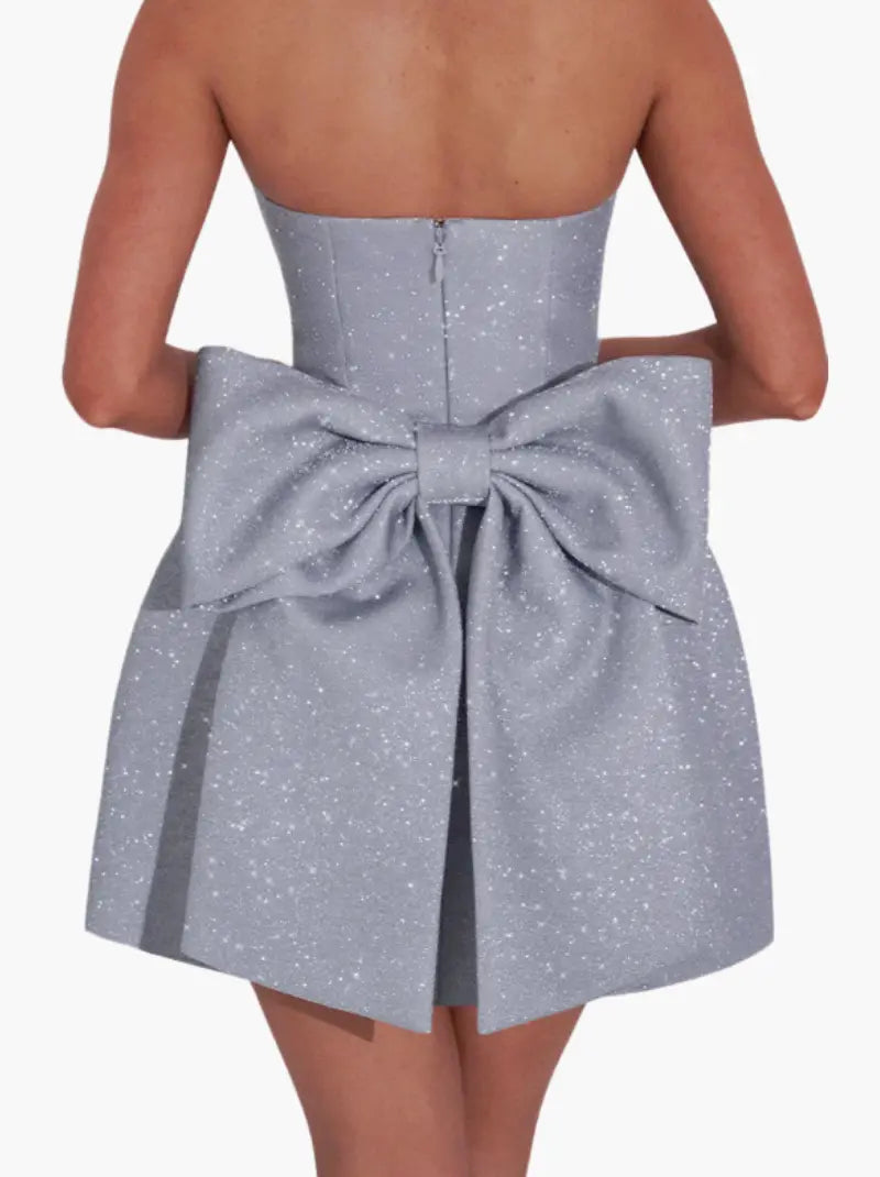 Women's Glossy Mini Dress | Strapless | Glamorous | Spring