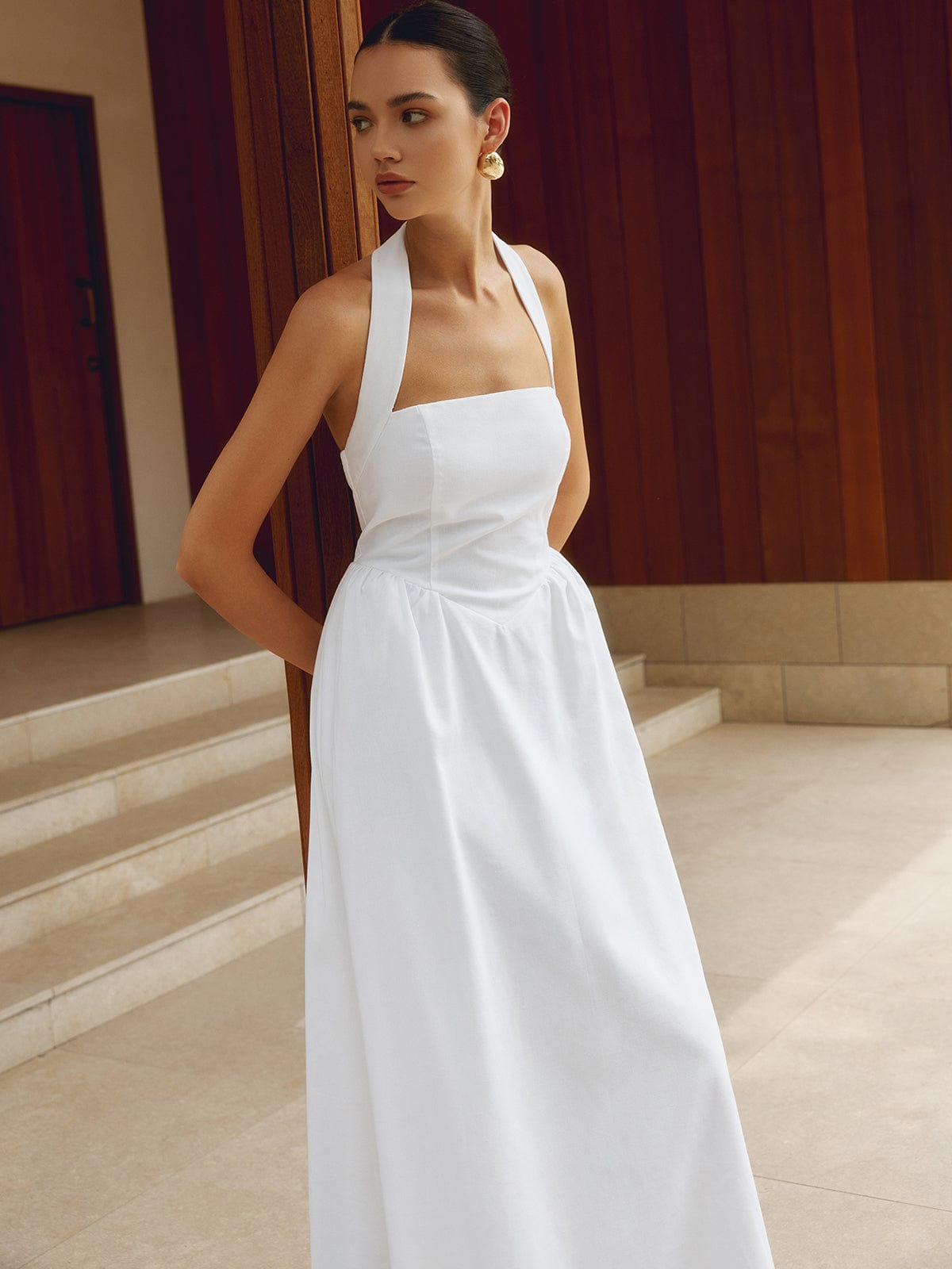 Women's Halter Maxi Dress | A-Line Elegant | Summer