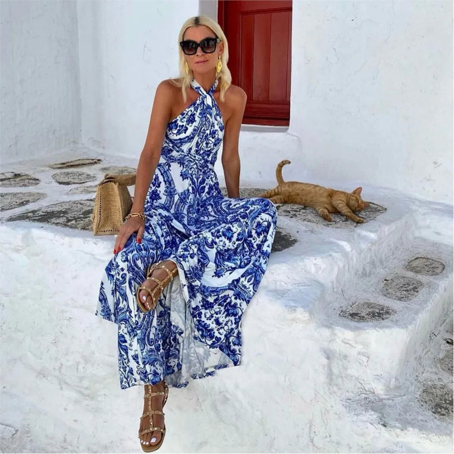 Women's Halter Maxi Dress | Sleeveless | Summer