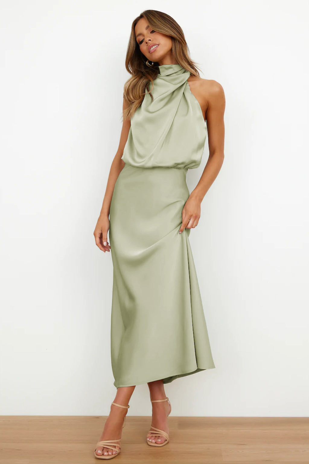 Women's Halter Neck Evening Dress - Flowing Elegance | Summer