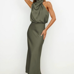 Women's Halter Neck Evening Dress - Flowing Elegance | Summer