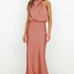 Women's Halter Neck Evening Dress - Flowing Elegance | Summer