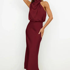 Women's Halter Neck Evening Dress - Flowing Elegance | Summer