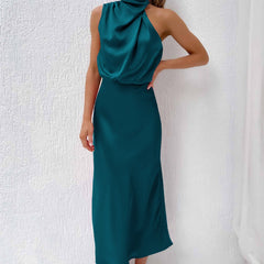Women's Halter Neck Evening Dress - Flowing Elegance | Summer
