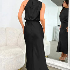 Women's Halter Neck Evening Dress - Flowing Elegance | Summer