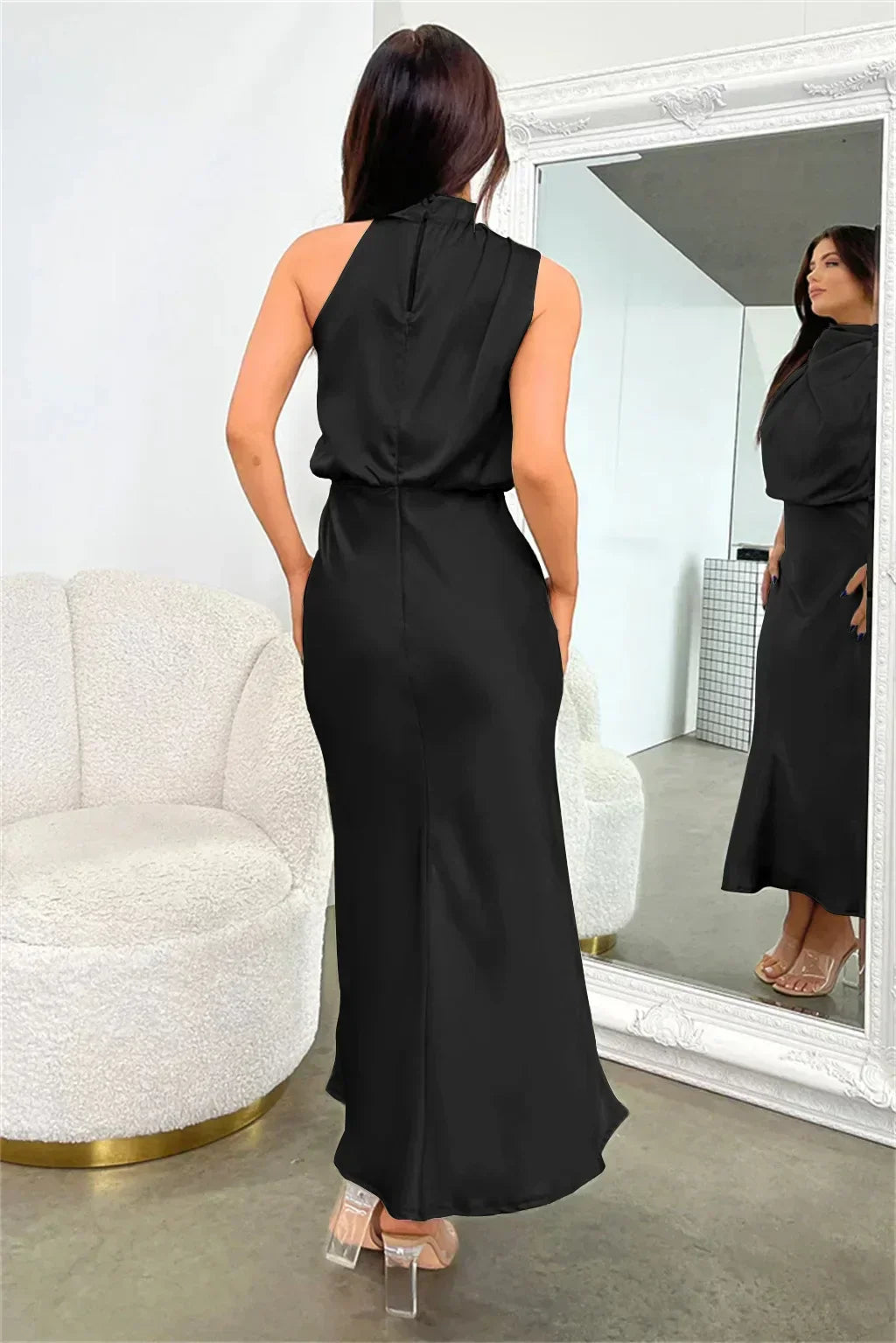 Women's Halter Neck Evening Dress - Flowing Elegance | Summer