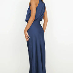 Women's Halter Neck Evening Dress - Flowing Elegance | Summer