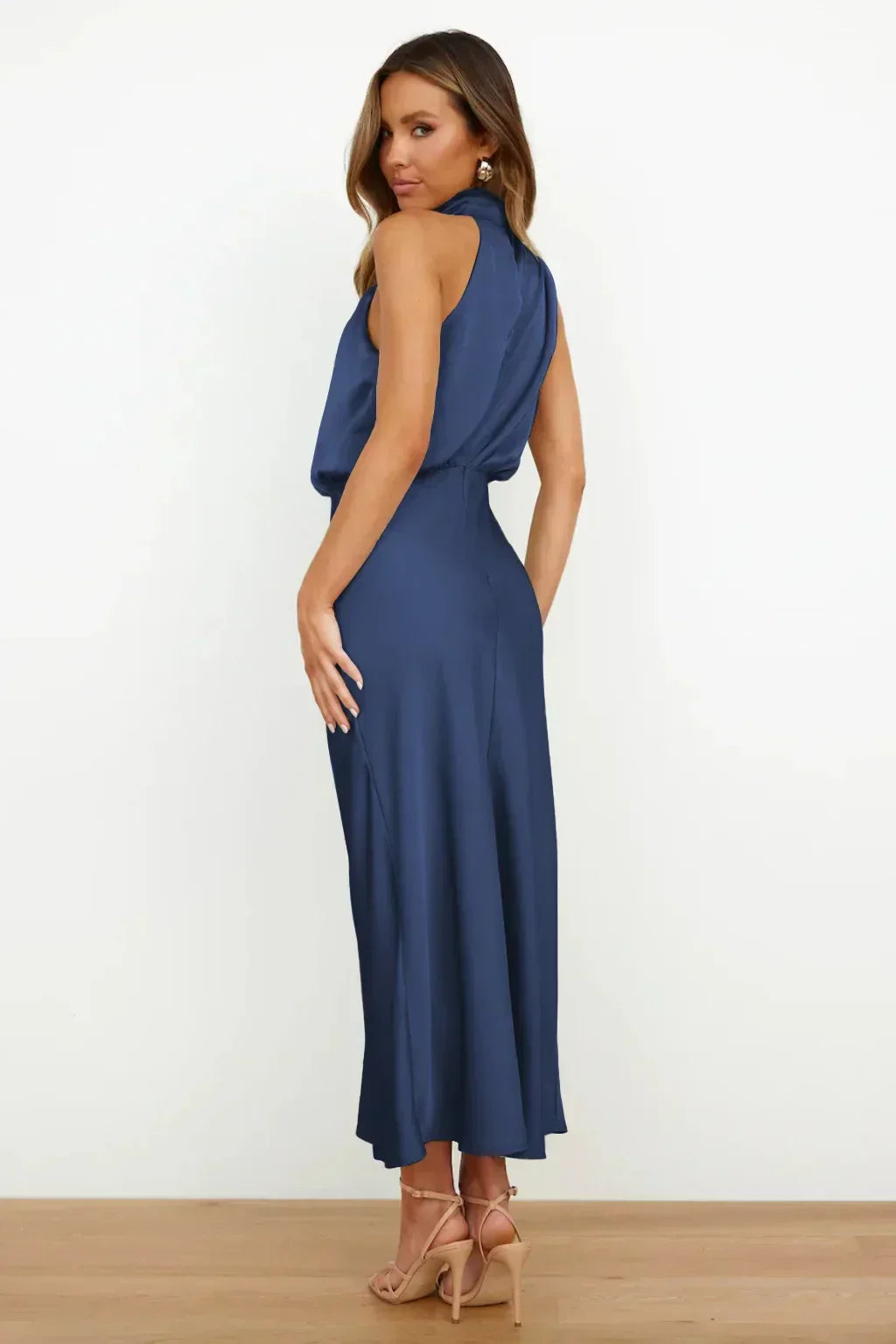Women's Halter Neck Evening Dress - Flowing Elegance | Summer