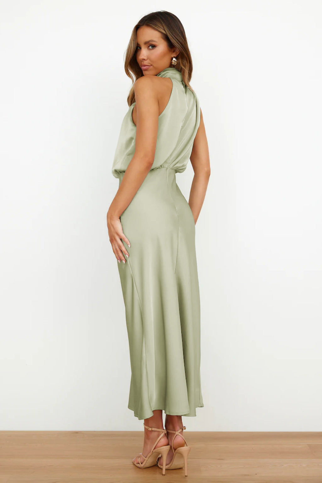 Women's Halter Neck Evening Dress - Flowing Elegance | Summer