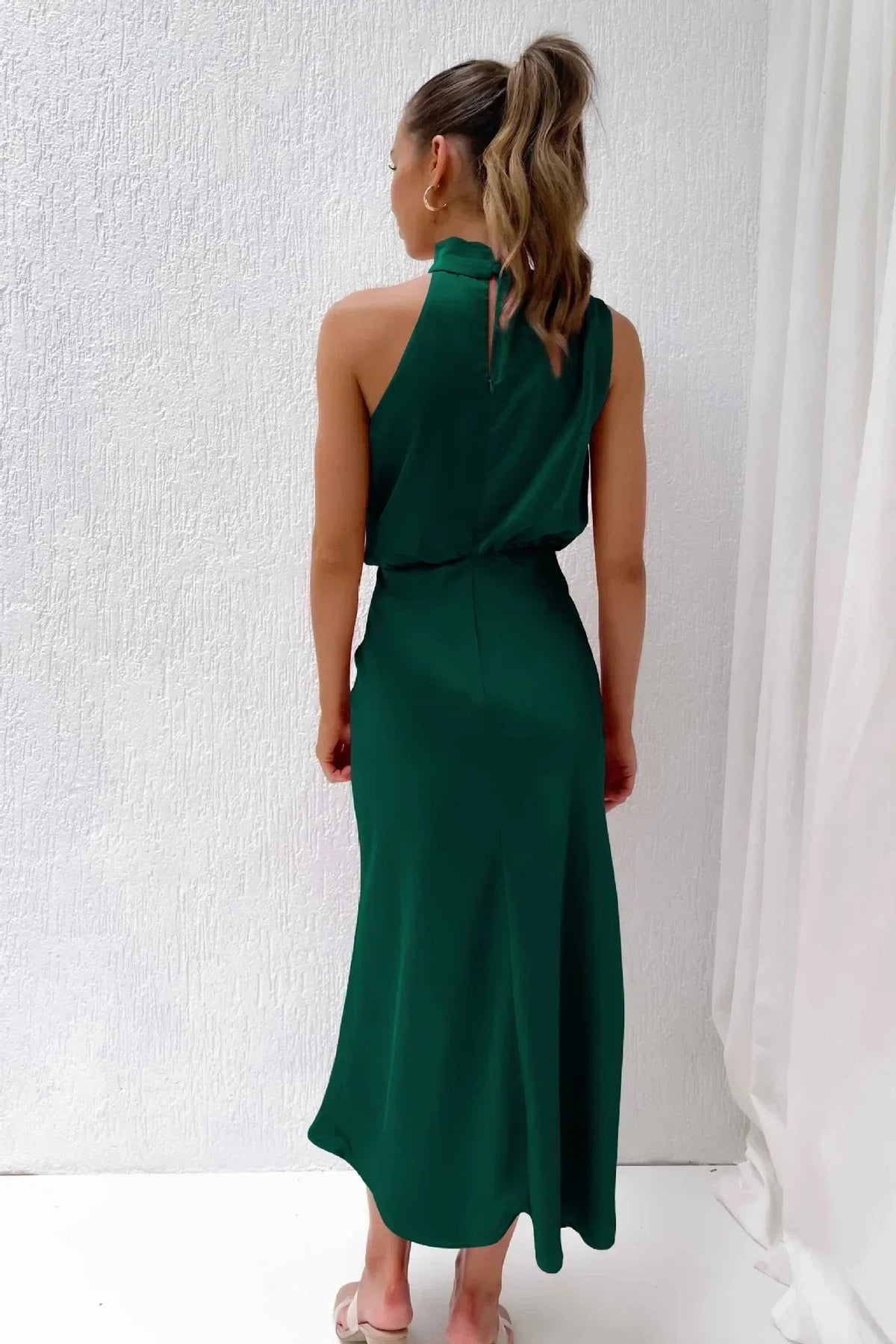 Women's Halter Neck Evening Dress - Flowing Elegance | Summer