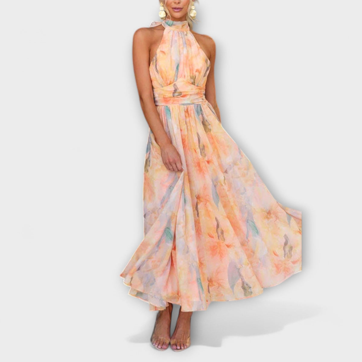Women's Halter Neck Gradient Dress - Watercolor Elegance | Summer