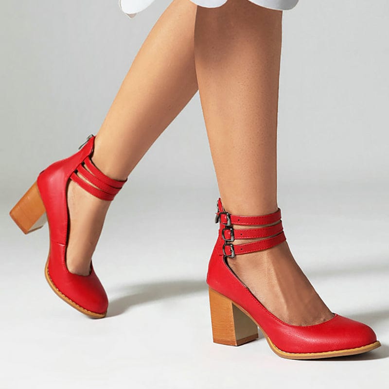 Women's Heels | Elegant Ankle Strap | Summer - Red