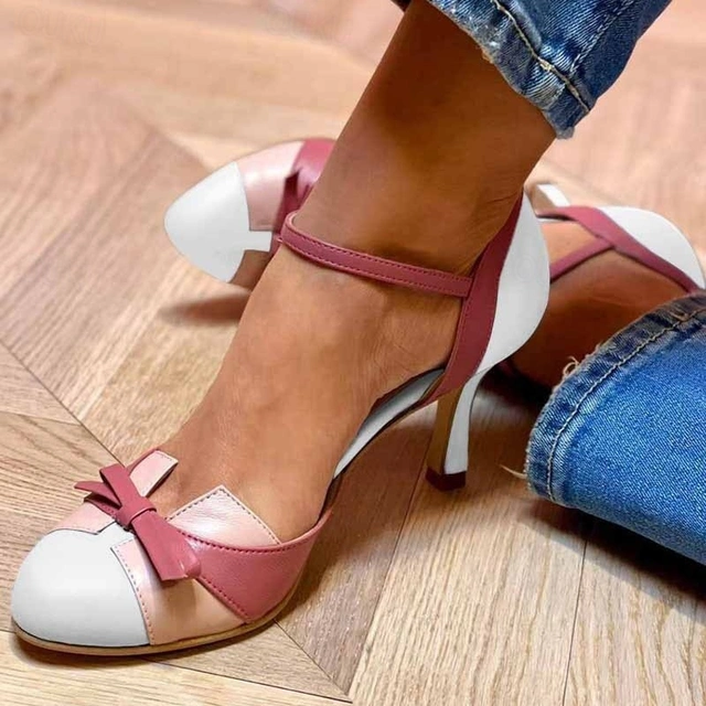 Women's Heels | Elegant Mid-Heel | Ankle Strap | Summer - White