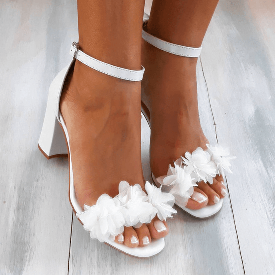 Women's Heels | Open-Toe | Ankle Strap | Summer - White