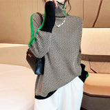 Women's Herringbone Oversized Turtleneck Sweater - Contrast Trim - Green