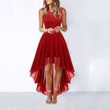Women's High-Low Wedding Guest Dress - Marie | Spring - Wine Red