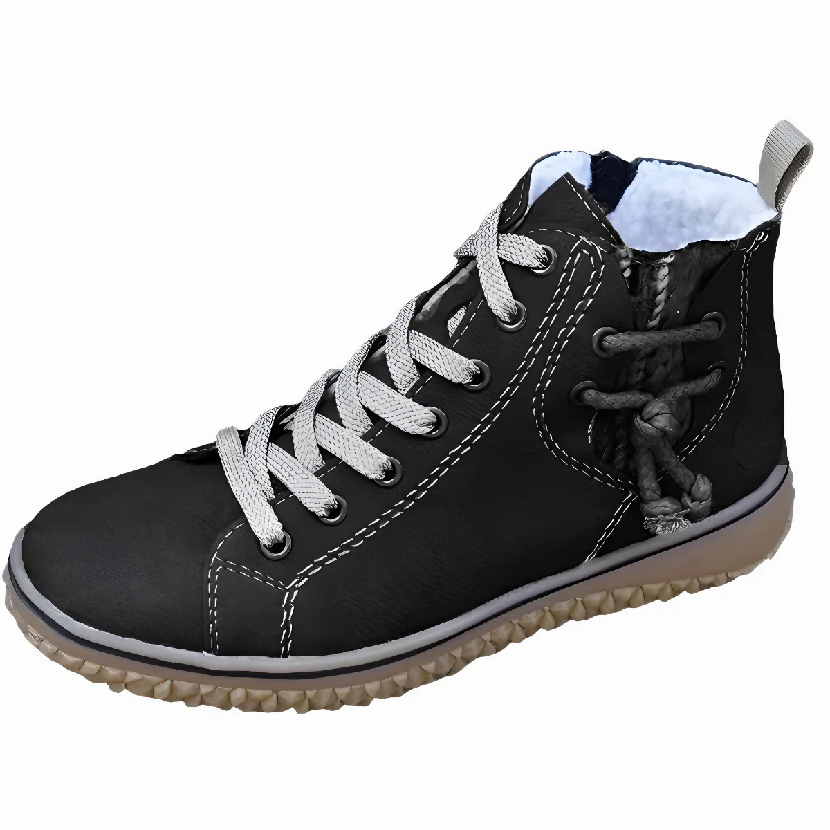 Women's High-Top Urban Sneaker - Lace-Up Street Style | Autumn - Black