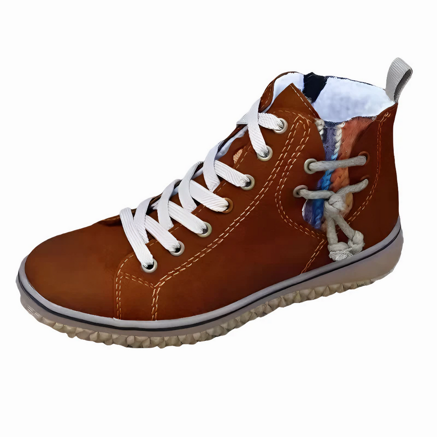 Women's High-Top Urban Sneaker - Lace-Up Street Style | Fall - Dark Brown