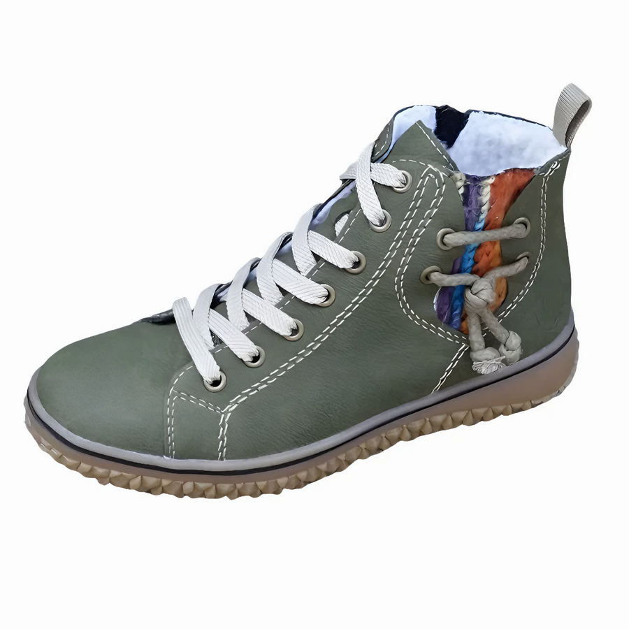 Women's High-Top Urban Sneaker - Lace-Up Street Style | Fall - Green