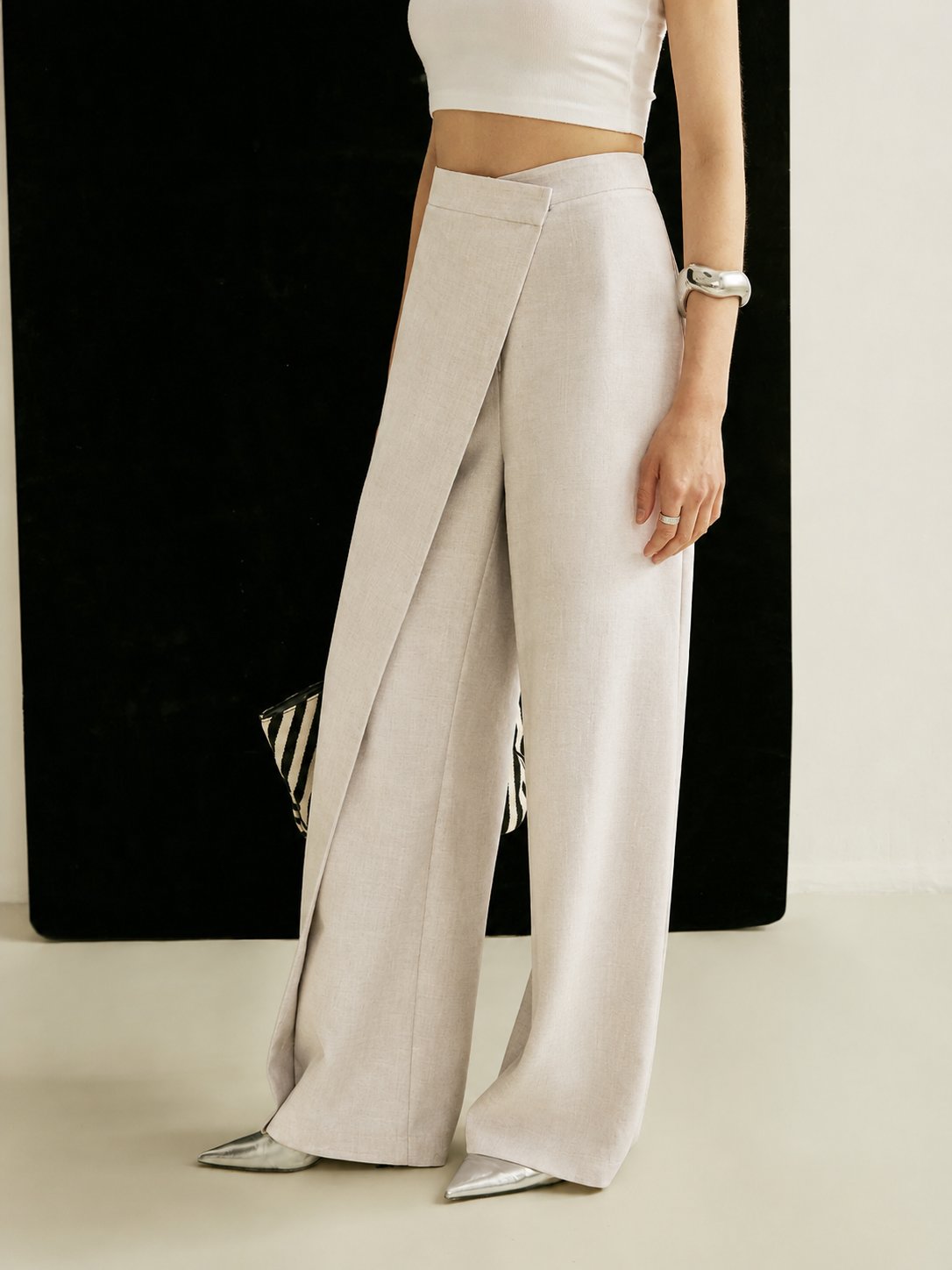Women's High-Waist Asymmetric Wrap Wide Leg Pants - Tailored | Spring