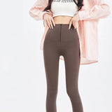 Women's High Waist Leggings | Seamless | Spring - Coffee