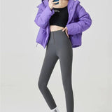 Women's High Waist Leggings | Seamless | Spring - Gray