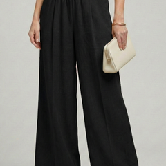 Women's High-Waist Palazzo Pants - Elegant Wide-Leg Style | Spring - Black