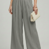Women's High-Waist Palazzo Pants - Elegant Wide-Leg Style | Spring - Grey