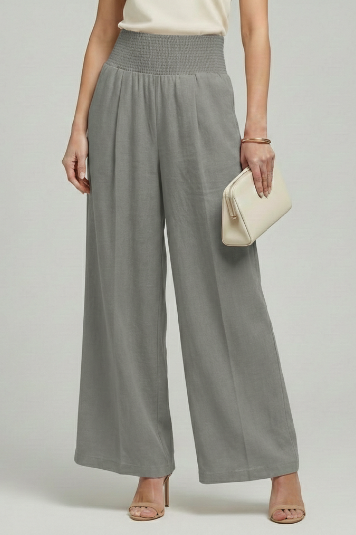 Women's High-Waist Palazzo Pants - Elegant Wide-Leg Style | Spring - Grey