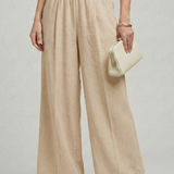 Women's High-Waist Palazzo Pants - Elegant Wide-Leg Style | Spring - Khaki