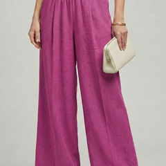 Women's High-Waist Palazzo Pants - Elegant Wide-Leg Style | Spring - Pink