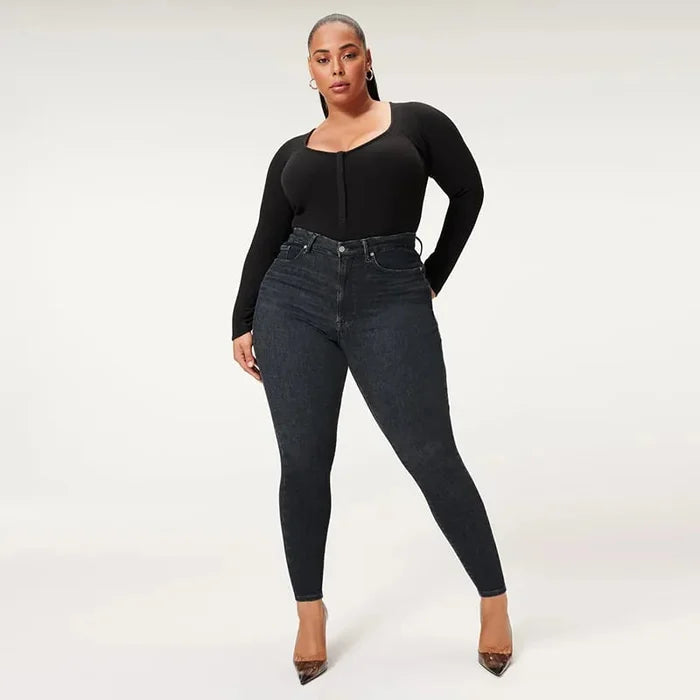 Women's High-Waist Skinny Jeans - Stretch Denim | Autumn - Black