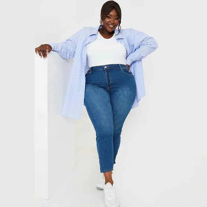 Women's High-Waist Skinny Jeans - Stretch Denim | Fall - Light Blue