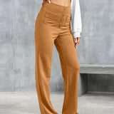 Women's High-Waist Stretch Pants | Elastic Comfort | Autumn - Brown