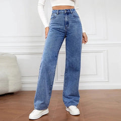 Women's High Waist Wide Leg Jeans - Classic Blue | Spring - Blue