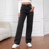 Women's High Waist Wide Leg Jeans - Classic Blue | Spring - Dark Gray