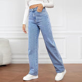 Women's High Waist Wide Leg Jeans - Classic Blue | Spring - Light Blue