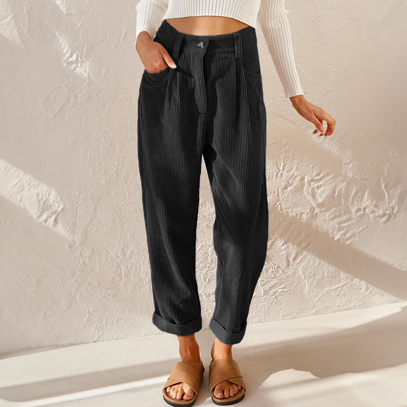 Women's High Waist Wide Leg Pants - Summer Tailored Fit - Black