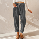 Women's High Waist Wide Leg Pants - Summer Tailored Fit - Grey