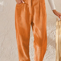 Women's High Waist Wide Leg Pants - Summer Tailored Fit - Orange