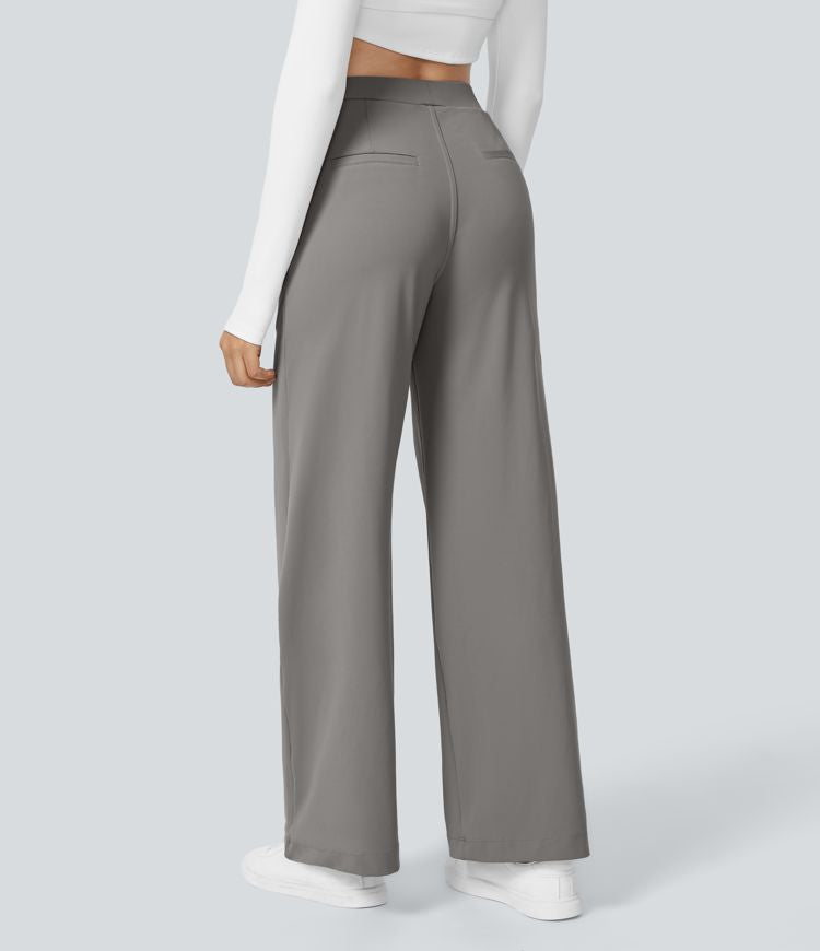Women's High-Waist Wide-Leg Trousers - Elegant Grey | Spring