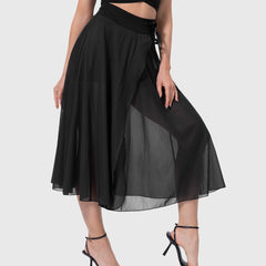 Women's High-Waisted A-Line Skirt - Elegant Everyday Wear | Spring - Black