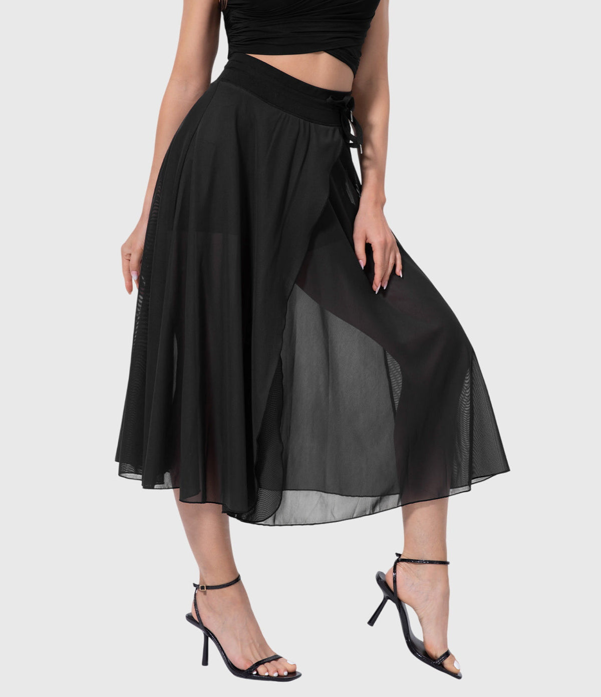Women's High-Waisted A-Line Skirt - Elegant Everyday Wear | Spring - Black
