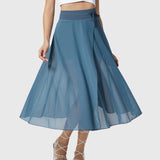 Women's High-Waisted A-Line Skirt - Elegant Everyday Wear | Spring - Blue
