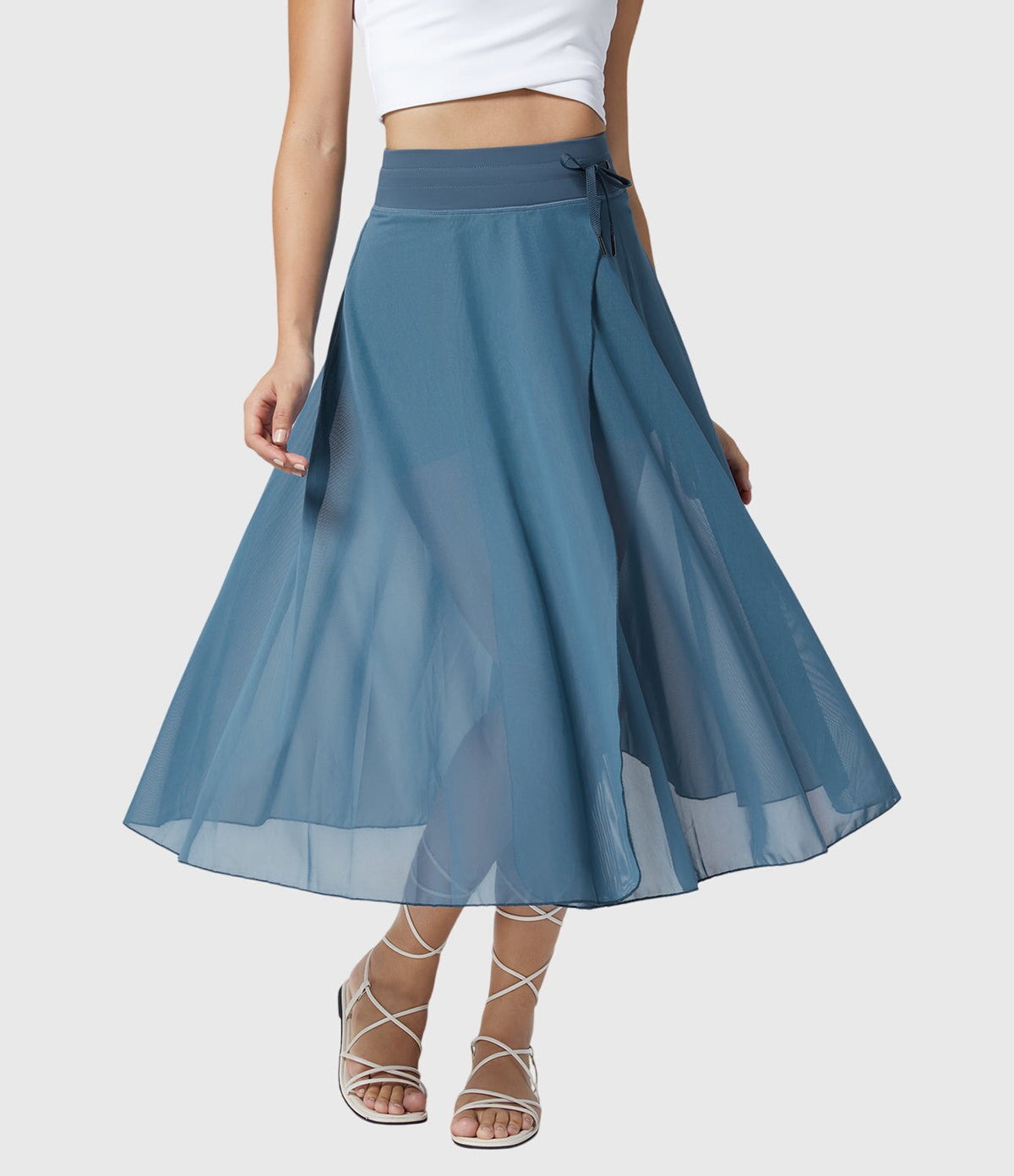 Women's High-Waisted A-Line Skirt - Elegant Everyday Wear | Spring - Blue