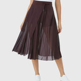 Women's High-Waisted A-Line Skirt - Elegant Everyday Wear | Spring - Coffee